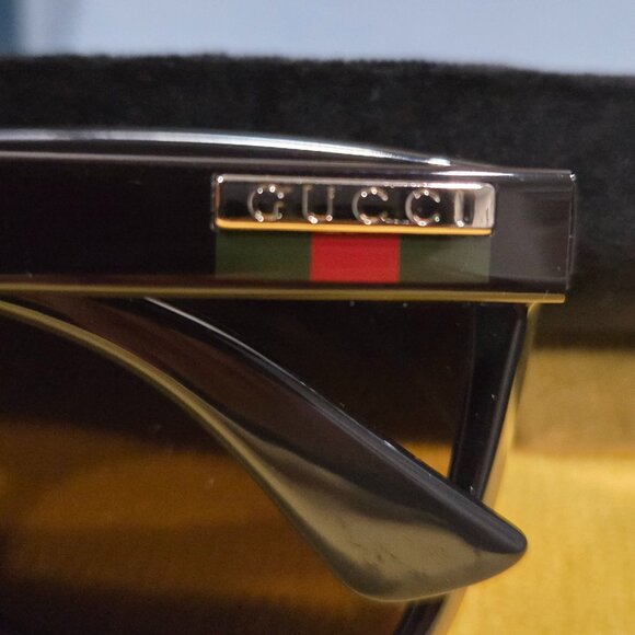 NEW - GUCCI GG0748S 002 SUNGLASSES - Black Frames with Brown Frames - Picture 10 of 11